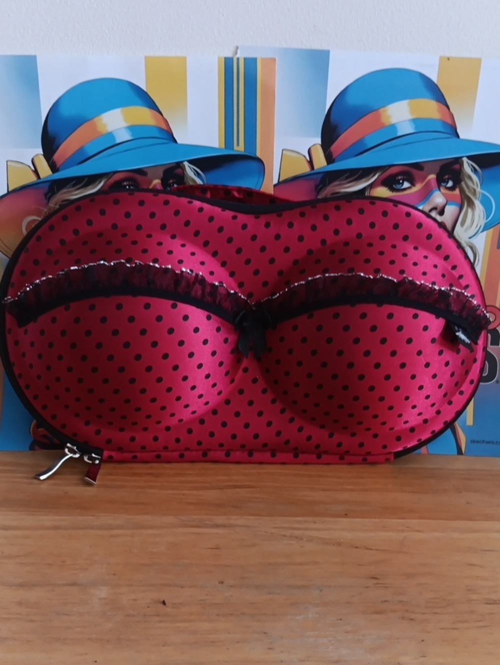 Jacky's Collection Red Polka Dot Bra Travel Case